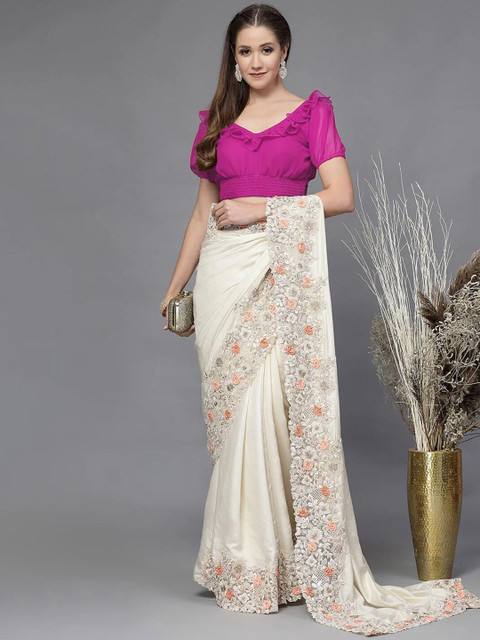 Utsav Fashion Ruffled V-Neck Readymade SareeBlouse - Image 3