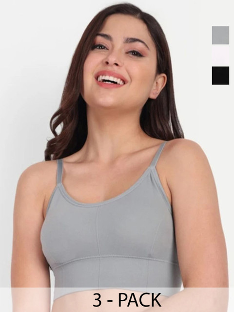 KAMINI Women Pack of 3 Dry Fit Full Coverage Seamless Sports Bra