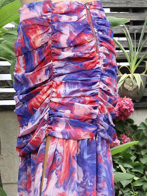 plusS Printed Shoulder Straps Neck Top With Skirt - Image 6