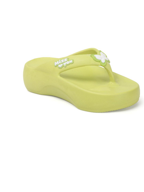SUKUN Women Green EVA Thong Flip-Flops