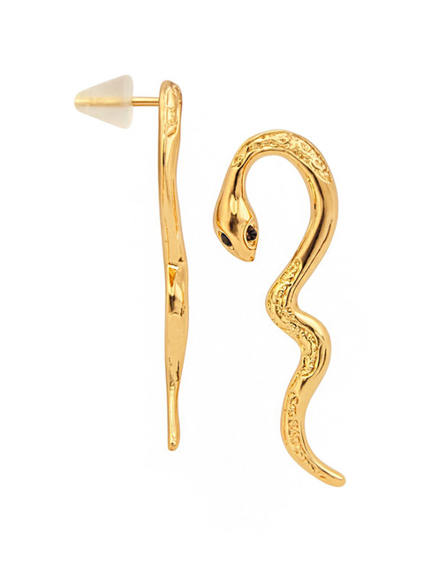 Bohey by KARATCART Gold-Plated Snake Shaped Studs - Image 3