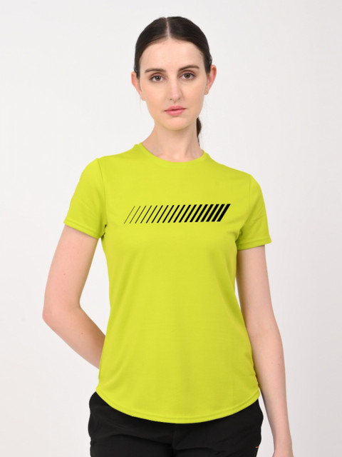 3Colors Women Moisture Wicking Geometric Printed Round Neck T-shirt