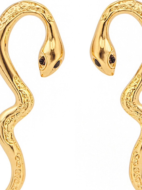 Bohey by KARATCART Gold-Plated Snake Shaped Studs - Image 4