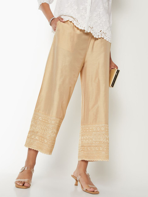 max Women Floral Embroidered Palazzos