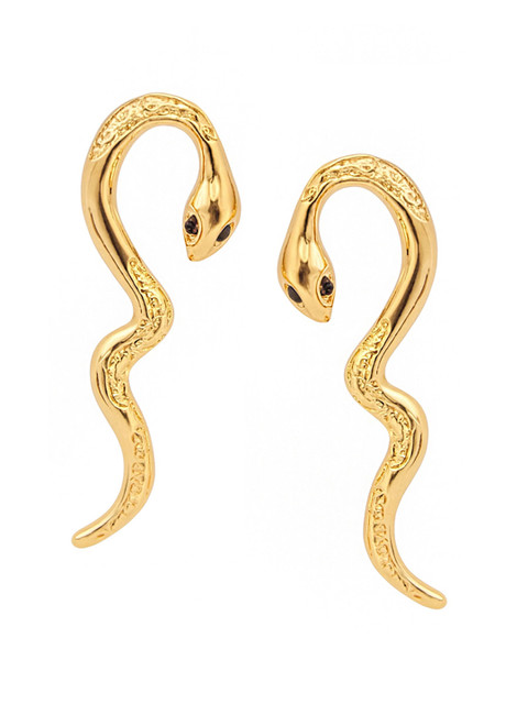 Bohey by KARATCART Gold-Plated Snake Shaped Studs - Image 2