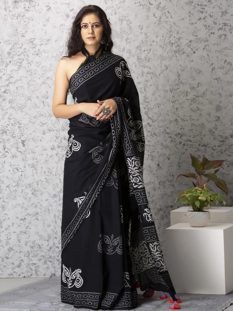 Dastkar Printed Pure Cotton Block Print Saree