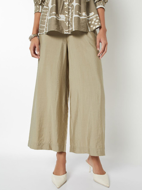 max Women Solid Straight Palazzos