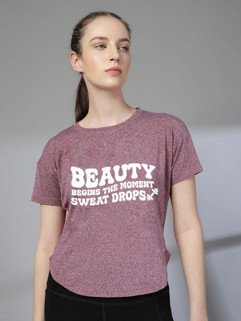 HRX by Hrithik Roshan Women Typography Printed Round Neck T-shirt