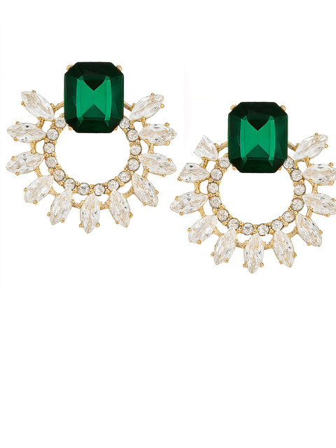 Bohey by KARATCART Gold-Plated American Diamond Studded Circular Shaped Studs - Image 2