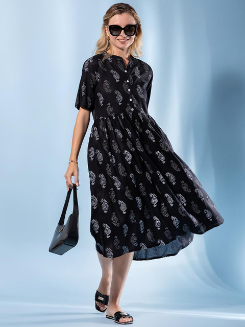 KALINI Women Viscose Rayon Fit & Flare Dresses