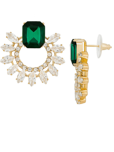 Bohey by KARATCART Gold-Plated American Diamond Studded Circular Shaped Studs - Image 3