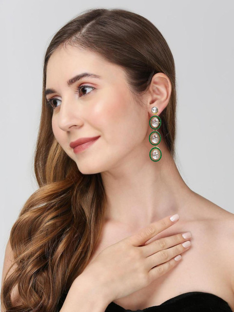 Anouk Women Metal Kundan Oval Earrings - Image 4