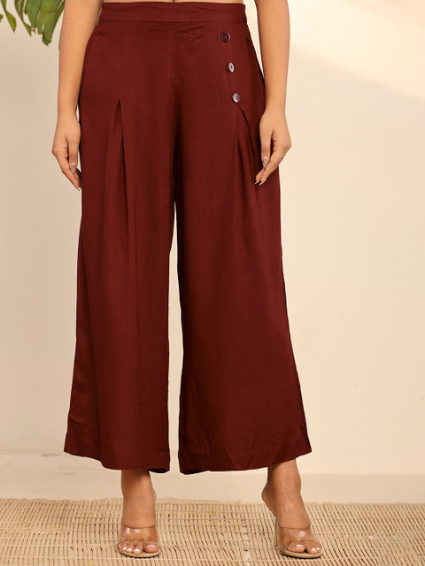 KASYA Women Solid Flared Palazzos