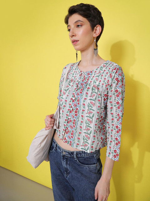 LIMEROAD Floral Printed Fusion Cotton Top