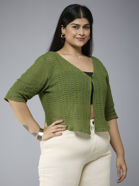 Style Quotient Women Plus Size Self Design Shrug