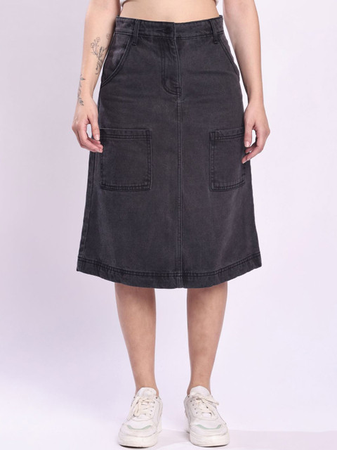 Bene Kleed Women A-Line Cargo Midi Skirt