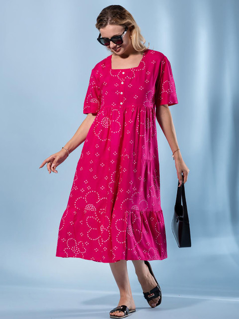 KALINI Women Viscose Rayon Fit & Flare Dresses