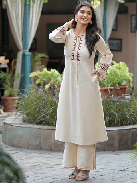 The Hope Embroidered Pure Cotton Tunic With Palazzo
