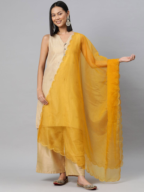 SWI Stylish Floral Embroidered Organza Dupatta