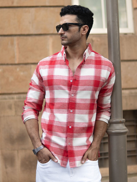 Powerlook SS25 Brushed Checked Spread Collar Casual Shirt