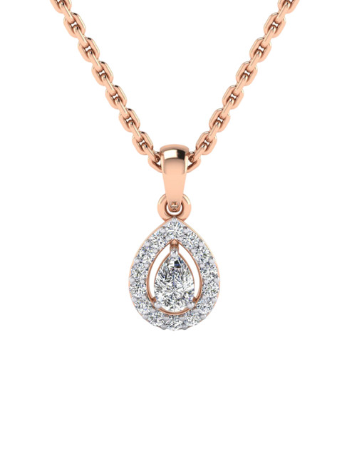 SHINE ETERNAL 14K Rose Gold Dew Drop Diamond Studded Pendant - 0.650 g