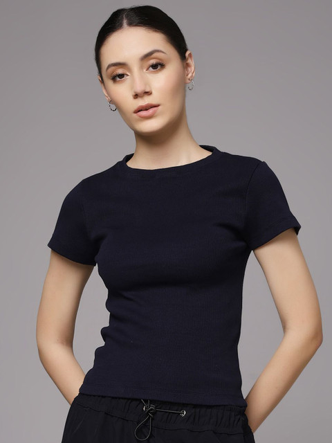 MKH Round Neck Bio Finish Ribbed Fitted T-shirt