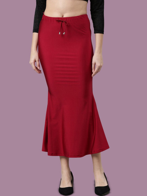 TWIN BIRDS Women Solid Coloured Silky Soft Stretchable Shimmer mermaid Saree Shapewear