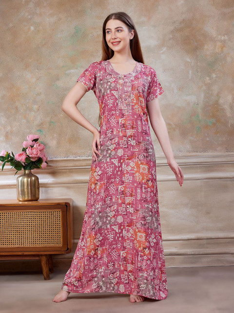 Sand Dune Women Printed Maxi Nightdress