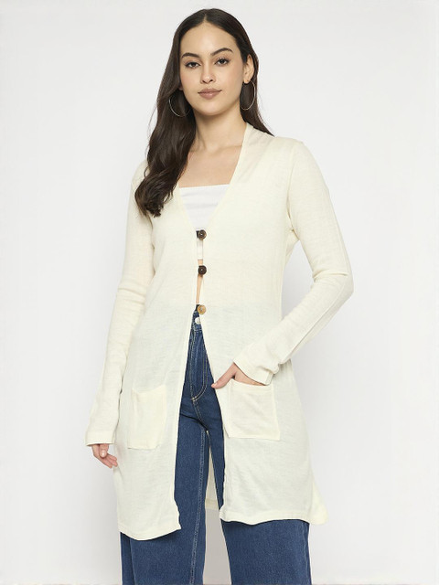 VIAZAA Women Longline Acrylic Open Front Shrug