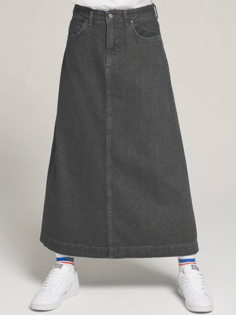 Tripursundari Fashion Washed A-Line Maxi Denim Skirt
