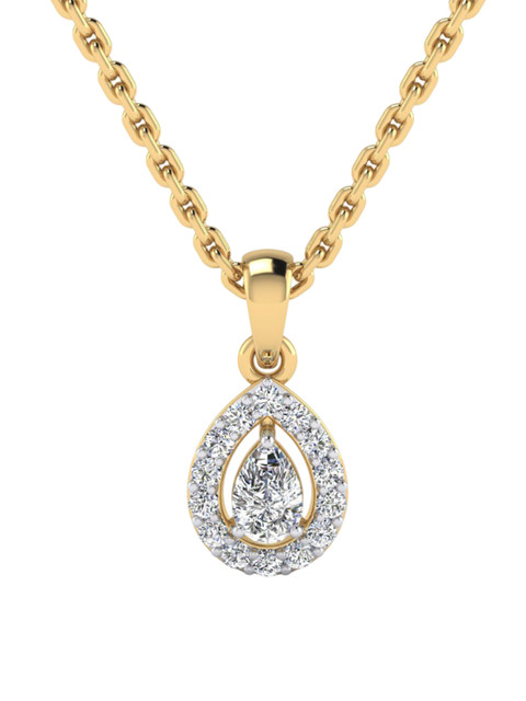 SHINE ETERNAL 14K Gold Lab Grown Diamond Dew Drop Pendant-0.650 g