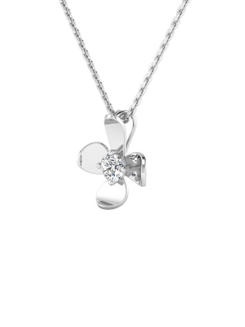 SHINE ETERNAL 14K White Gold Lab Grown Diamond Petal Inspired Diamond Pendant-0.898g