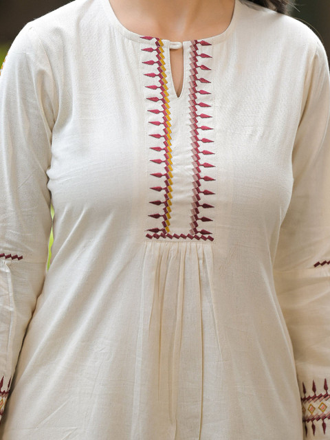 The Hope Embroidered Pure Cotton Tunic With Palazzo - Image 2