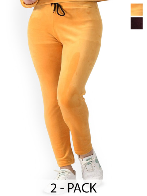 Brainbees Pack Of 2 Solid Velvet Leggings