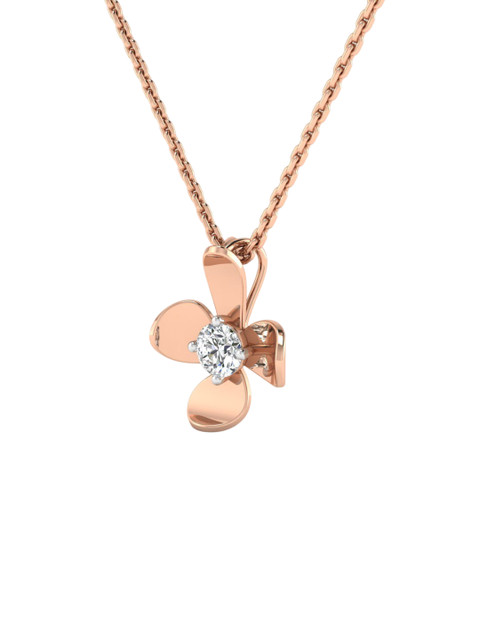 SHINE ETERNAL 14K Rose Gold Lab Grown Diamond Petal Inspired Diamond Pendant-0.898g