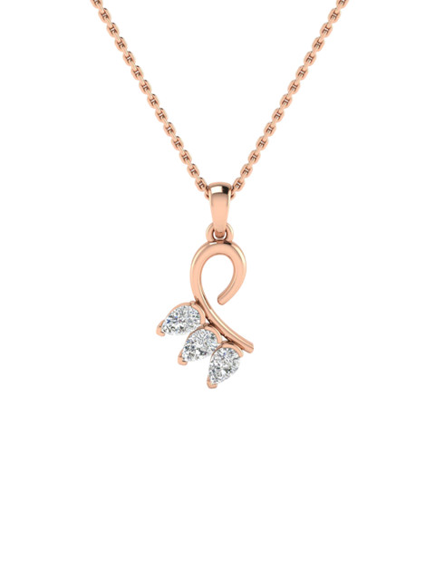SHINE ETERNAL Twinkling Tendrils 14K Rose Gold Diamond Studded Pendant- 0.85 g