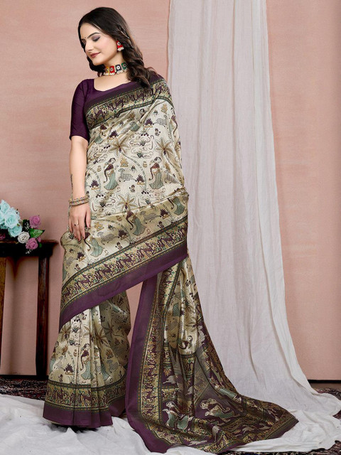 KANOODA Woven Design Saree With Blouse Piece
