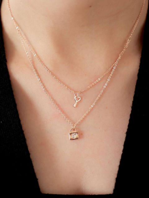 LOLO LePA Rose Gold-Plated Lock & Key Layered Chain