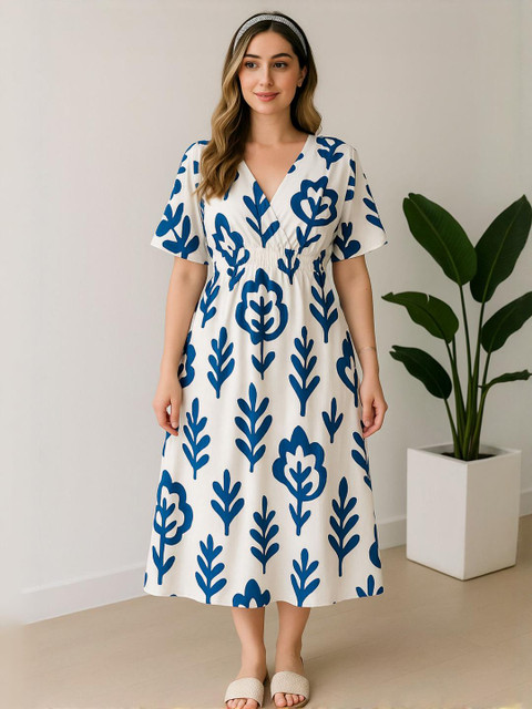 SRP Enterprises Women Ethnic Motifs Printed Flared Sleeves Elasticated Kurta