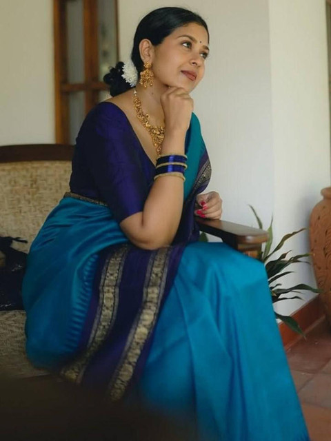 PHEASANT Zari Kanjeevaram Saree With Unstitched Blouse - Image 3