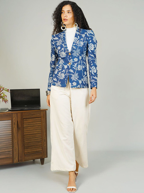 INDOPHILIA Women Printed Cotton Single-Breasted Blazer - Image 6