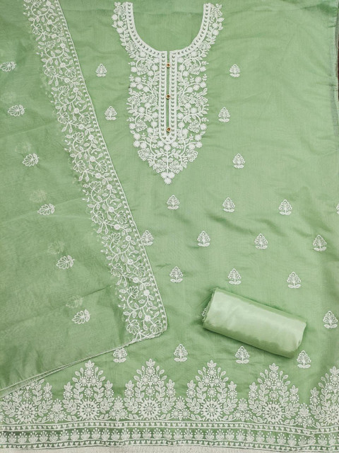 KALINI Embroidered Chanderi Cotton Unstitched Dress Material