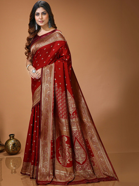 HERE&NOW Ethnic Motifs Zari Art Silk Heavy Work Banarasi Saree