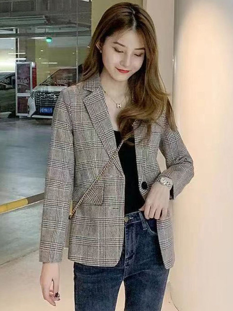 StyleCast Checked Single-Breasted Casual Blazer