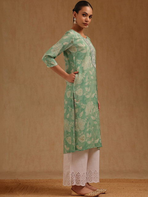 Soch Women Floral Printed Thread Work Kurta - Image 2