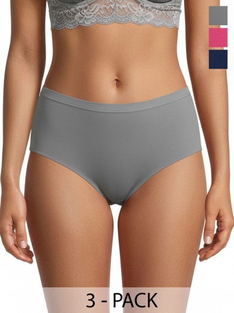 FiveFlag Pack Of 3 Combed Cotton Mid-Rise Hipster Briefs