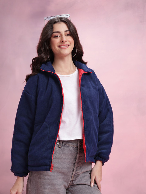 DressBerry Faux Fur Trim Reversible Bomber Jacket