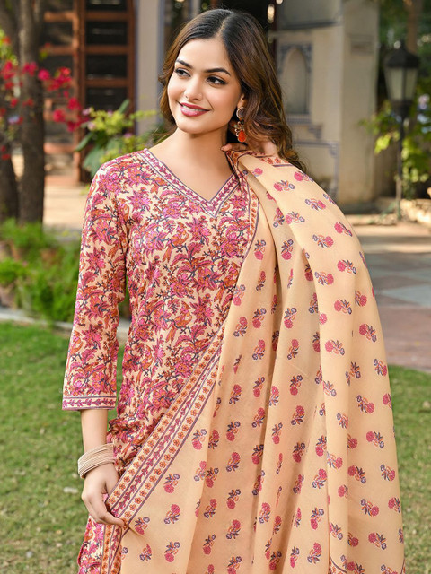KALINI Women Floral Printed Regular Kurta with Trousers & With Dupatta - Image 2