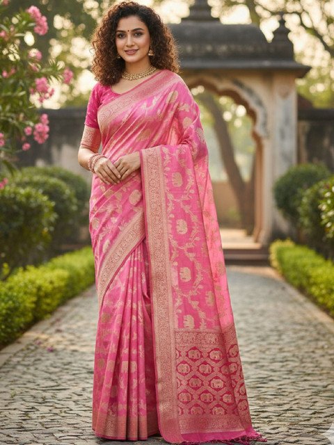HERE&NOW Woven Design Zari Art Silk Banarasi Saree