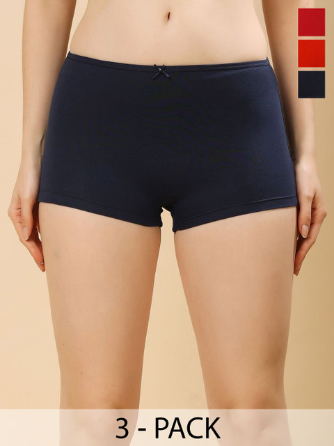 Moda Rapido Pack Of 3 Super Combed Cotton Anti Microbial Boy Shorts Briefs